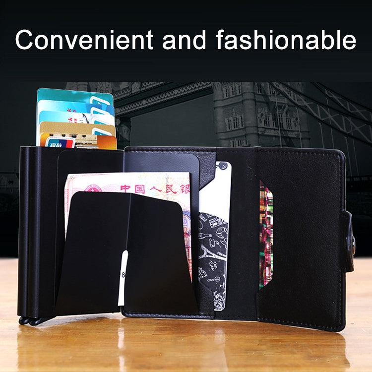 X-7 Antimagnetic RFID Multi-functional Aluminum Crazy Horse Texture Leather Card Bag Wallet