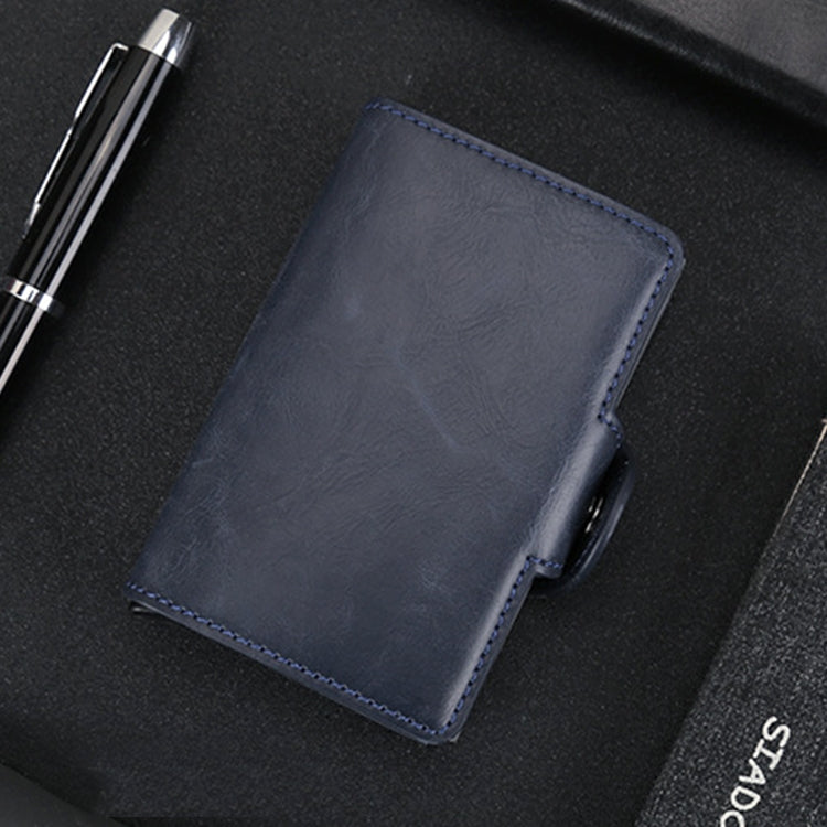 X-7 Antimagnetic RFID Multi-functional Aluminum Crazy Horse Texture Leather Card Bag Wallet