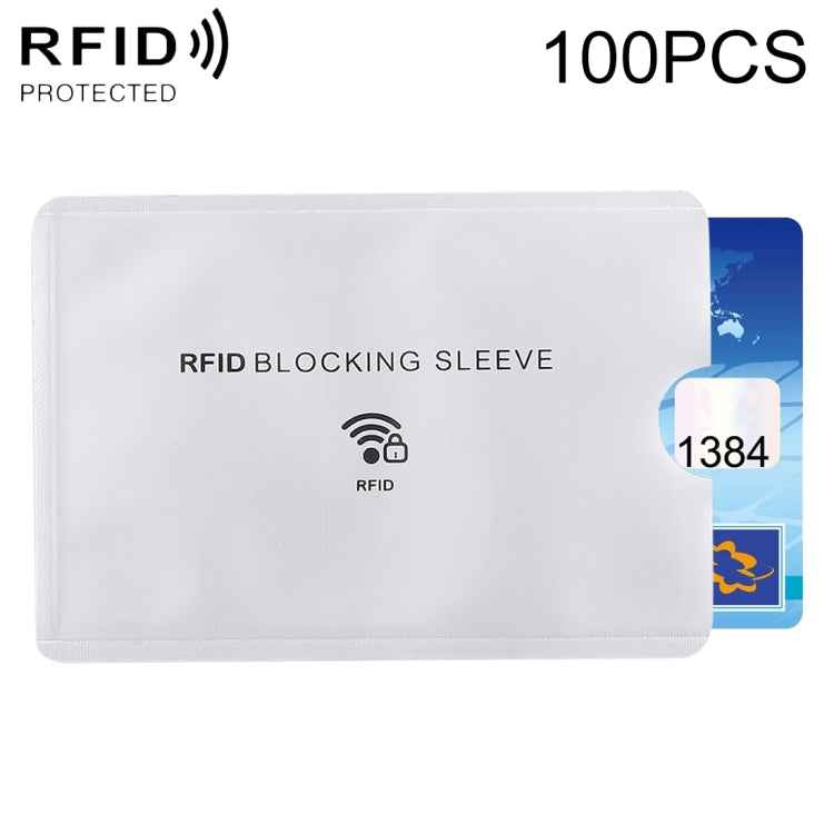100pcs Aluminum Foil Anti Theft RFID Blocking Sleeve Card Protector, Size: 9.1*6.3cm, RFID Blocking Sleeve 100pcs