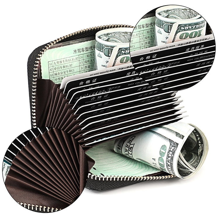 KB152 Butterfly Pattern Zipper Cowhide Leather Organ Shape Multiple Card Slots Anti-magnetic RFID Wallet for Ladies, KB152 Silver, KB152 Colour, KB152 Blue, KB152 Purple