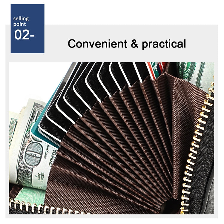 KB152 Butterfly Pattern Zipper Cowhide Leather Organ Shape Multiple Card Slots Anti-magnetic RFID Wallet for Ladies, KB152 Silver, KB152 Colour, KB152 Blue, KB152 Purple