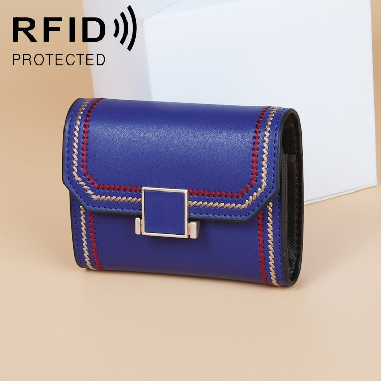 KB190 Cover Type Snap Button Cowhide Leather Organ Shape Multiple Card Slots Anti-magnetic RFID Wallet for Ladies, KB190 Purple, KB190 Army Green, KB190 Dark Blue, KB190 Pink, KB190 Lake Blue, KB190 Light Purple