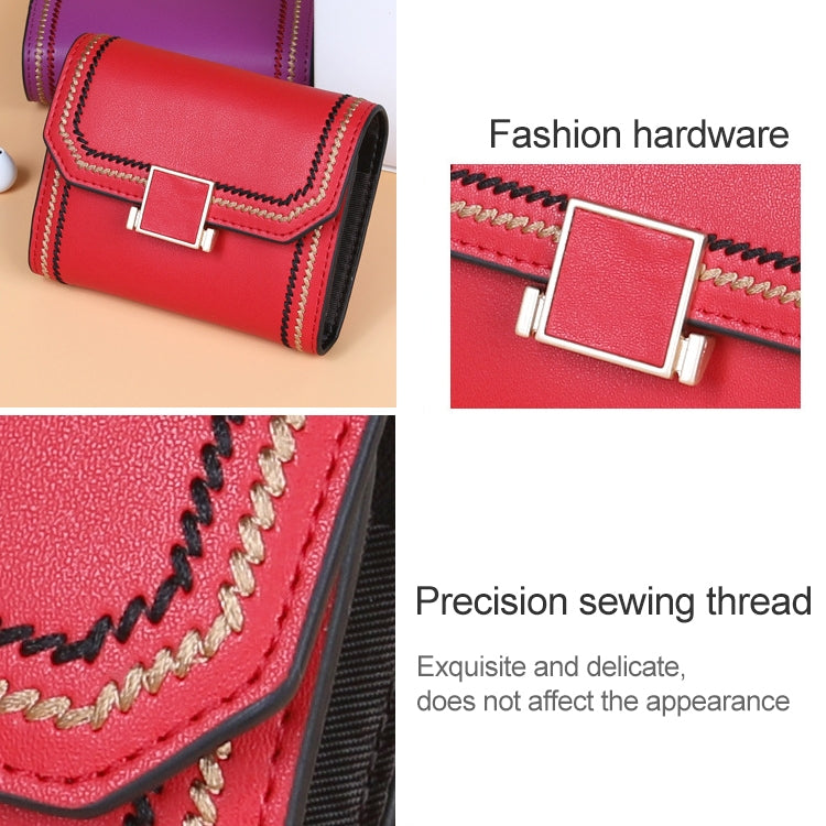 KB190 Cover Type Snap Button Cowhide Leather Organ Shape Multiple Card Slots Anti-magnetic RFID Wallet for Ladies, KB190 Purple, KB190 Army Green, KB190 Dark Blue, KB190 Pink, KB190 Lake Blue, KB190 Light Purple