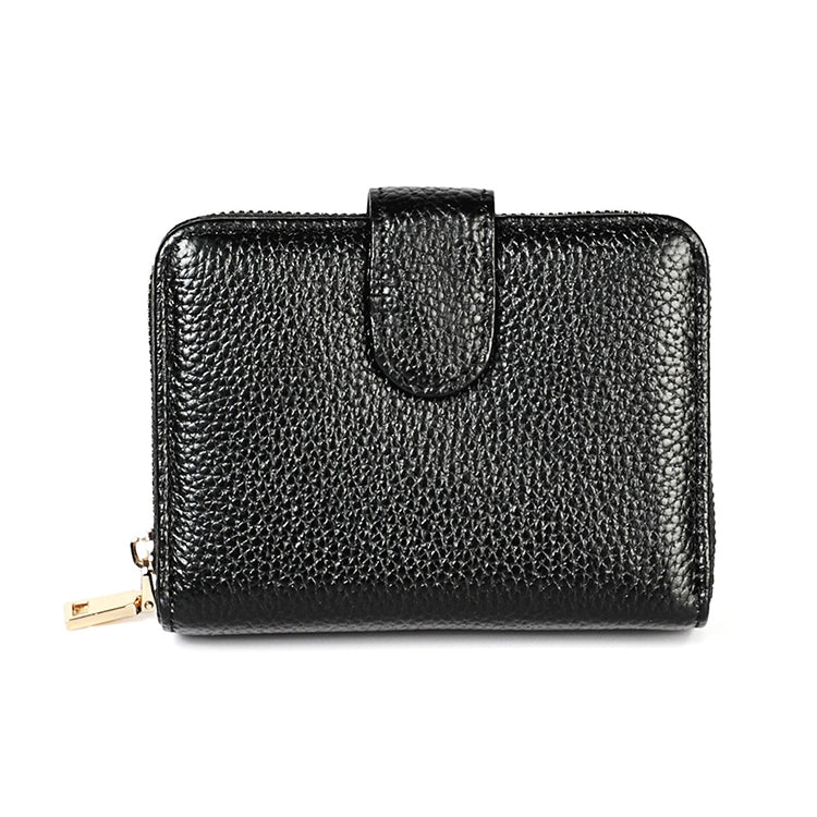 KB192 Buckle Zipper Cowhide Leather Organ Shape Multiple Card Slots Anti-magnetic RFID Wallet Clutch Bag for Men, KB192 Black