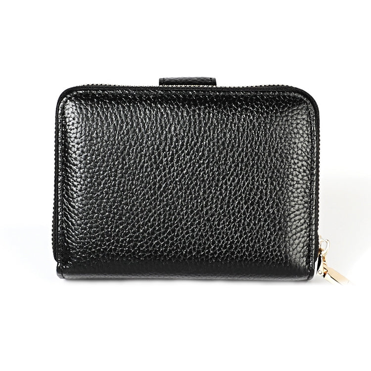 KB192 Buckle Zipper Cowhide Leather Organ Shape Multiple Card Slots Anti-magnetic RFID Wallet Clutch Bag for Men, KB192 Black