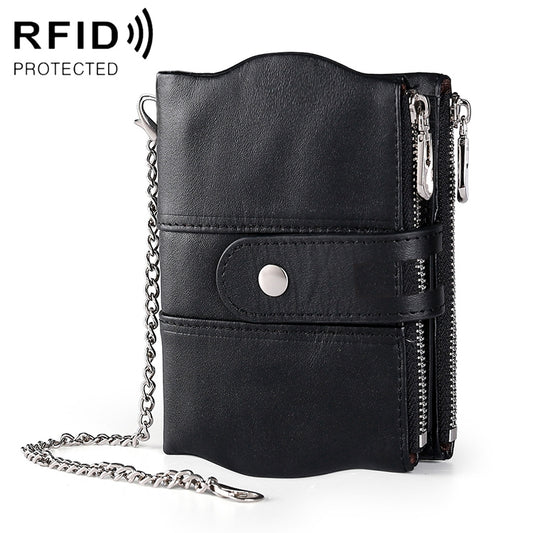 Cartera de mano LT3539 de piel de vacuno con hebilla y cremallera, antimagnética, RFID, para hombre, con ranuras para tarjetas y bandolera. Correa negra LT3539, correa café LT3539, correa azul LT3539, correa roja LT3539, marrón amarillento LT3539.