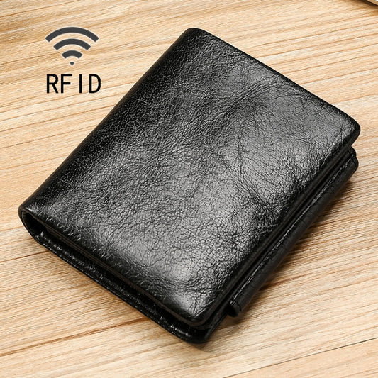 Cartera triple RFID multifuncional de cuero encerado TP-191