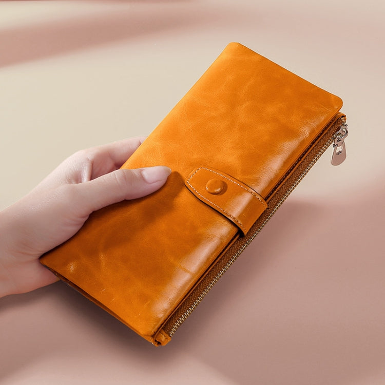 TP-189 Oilskin Leather Multi-functional Zipper RFID Leather Wallet