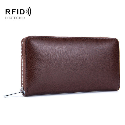 Porte-cartes en cuir de vachette à deux couches, multi-cartes, antivol RFID
