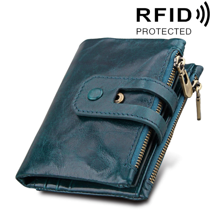Portefeuille en cuir de vachette véritable avec fermeture éclair et 3 volets, avec blocage RFID, porte-monnaie et porte-cartes, pour homme, dimensions : 12 x 9,5 x 3,5 cm