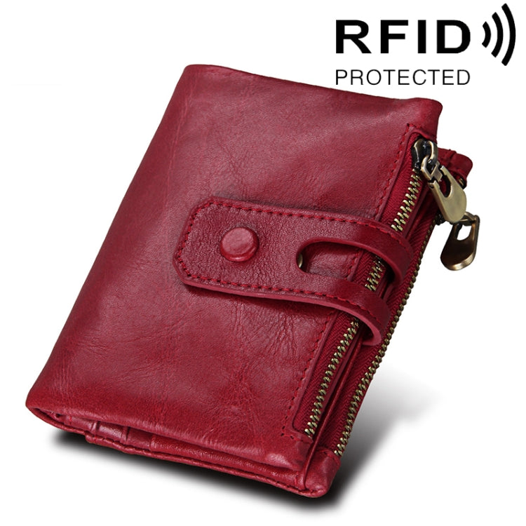 Portefeuille en cuir de vachette véritable avec fermeture éclair et 3 volets, avec blocage RFID, porte-monnaie et porte-cartes, pour homme, dimensions : 12 x 9,5 x 3,5 cm