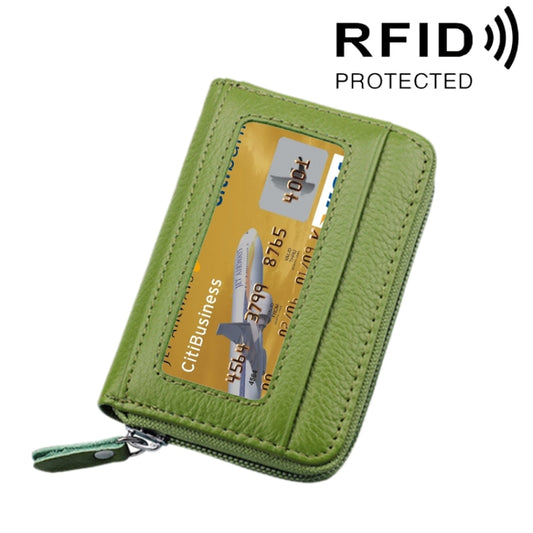 Porte-cartes horizontal en cuir de vache véritable, couleur unie, fermeture éclair, blocage RFID, étui de protection avec 12 emplacements pour cartes, dimensions : 11,5 x 7,5 cm