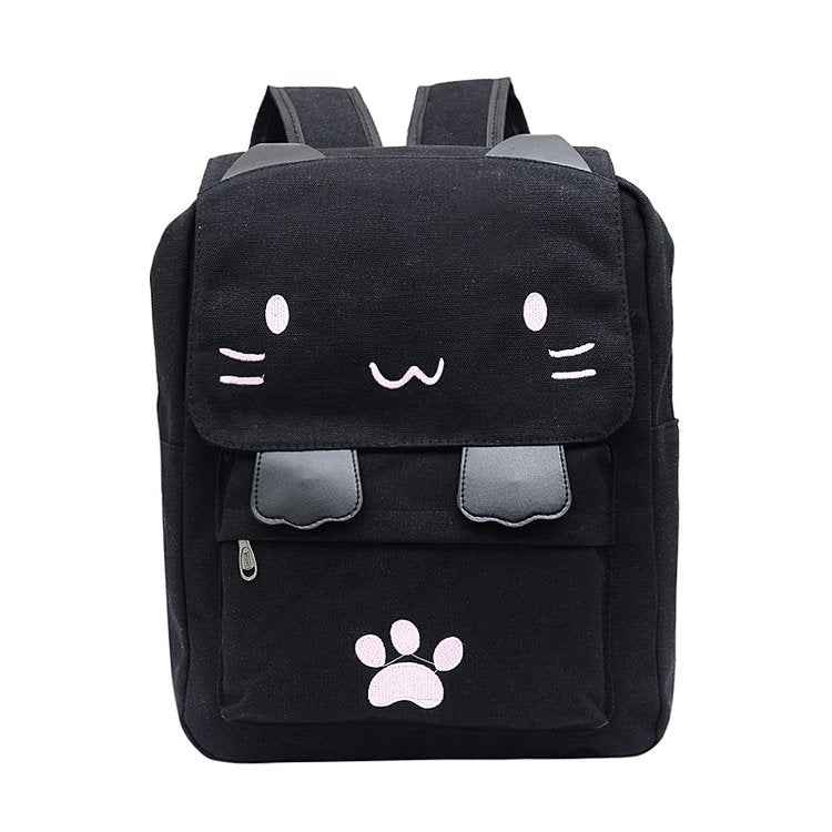 Cat Shape Leisure Fashion Canvas Double Shoulders Bag Backpack