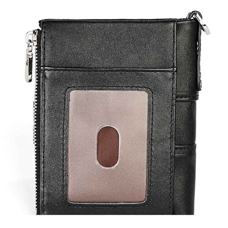 LT3529 Retro Crazy Horse Texture Double Zipper Anti-magnetic RFID Chain Wallet with Card Slots