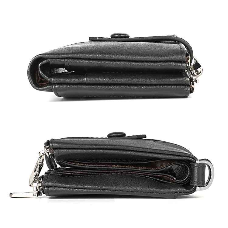 LT3529 Retro Crazy Horse Texture Double Zipper Anti-magnetic RFID Chain Wallet with Card Slots