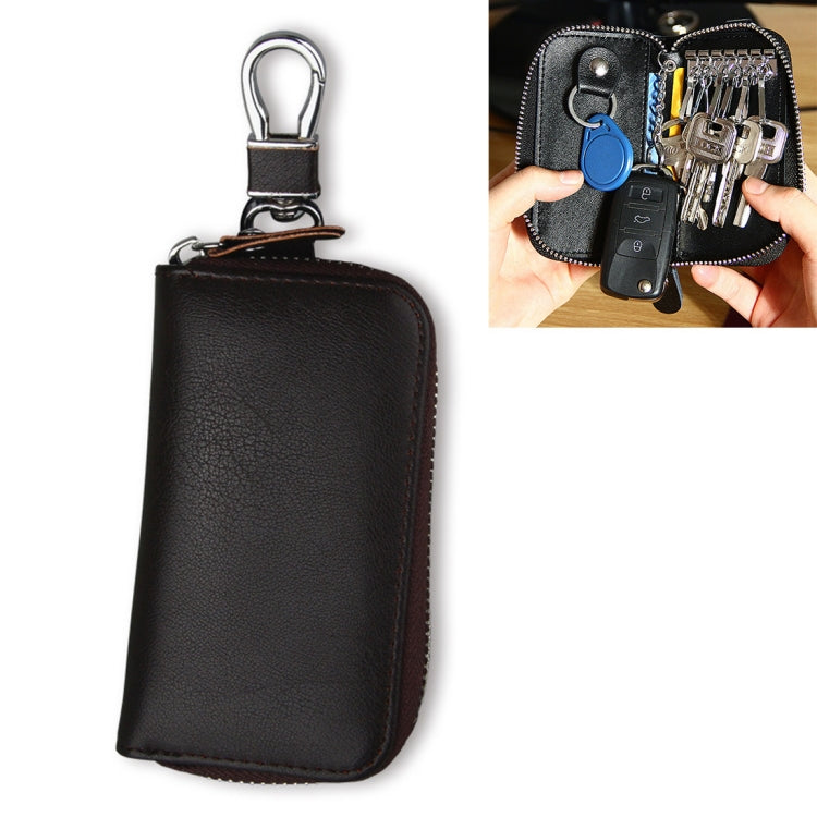 9092 Business Style Multifunctional Genuine Leather Zipper Car Key Bag