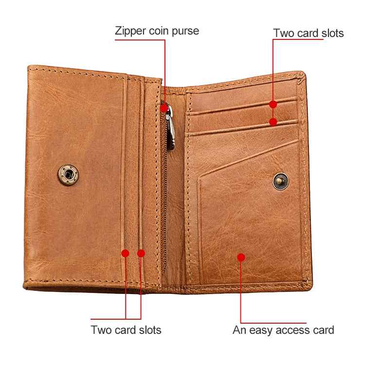KB171 Antimagnetic RFID Crazy Horse Texture Leather Card Holder Wallet for Men and Women
