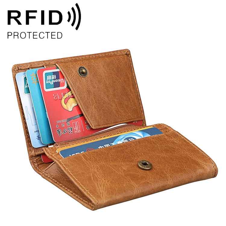 KB171 Antimagnetic RFID Crazy Horse Texture Leather Card Holder Wallet for Men and Women