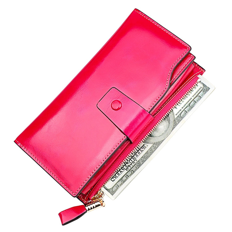 8236 Antimagnetic RFID Multi-function Oil Wax Leather Lady Wallet Large-capacity Purse