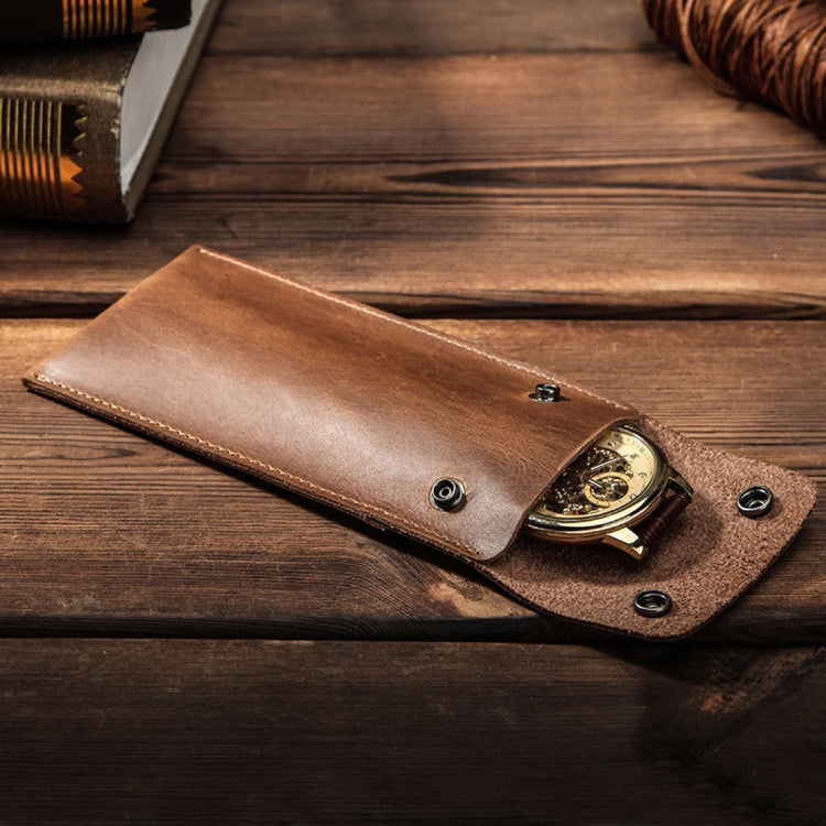 CONTACTS FAMILY CF1110 Universal Crazy Horse Leather Watch Protective Case Storage Bag for Apple Watch