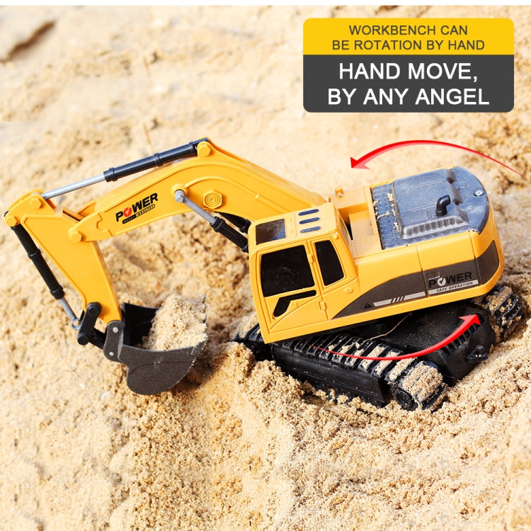 258-1 6 Channel 2.4G 1/24RC Remote-controlled Engineering Metal Excavator Charging RC Car, Metal