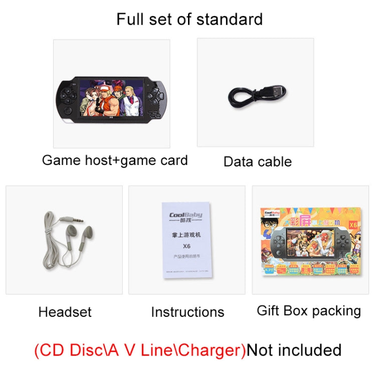 X6 4.3 inch Screen Retro Portable Game Console with 3MP Camera, Built-in 10000 Games, Supports E-book / Recording / Music Playing / Video Playing, X6