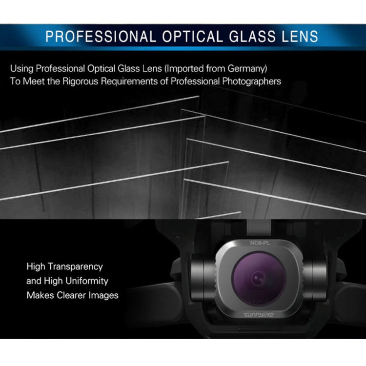 Sunnylife M2P-FI538 ND8-PL + ND16-PL + ND32-PL + ND64-PL ND-PL Lens Filter for DJI Mavic 2 Pro