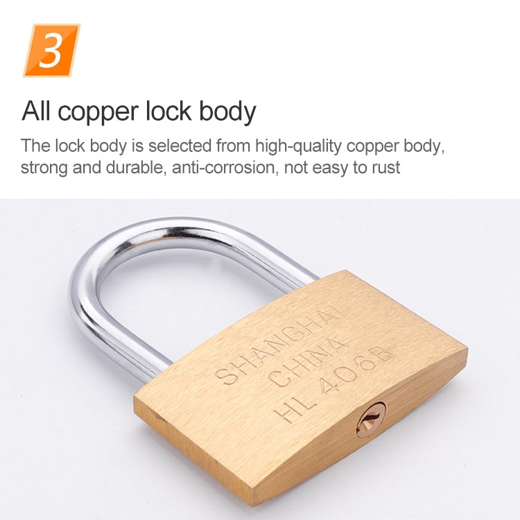 Copper Padlock Small Lock, Style: Long Lock Beam, 40mm Not Open, Long, 40mm Not Open
