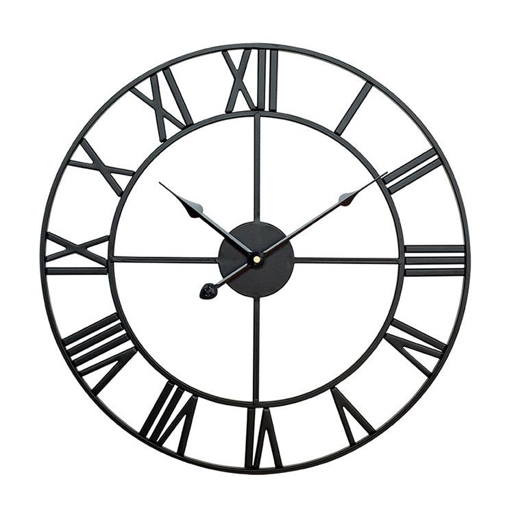 60cm Retro Living Room Iron Round Roman Numeral Mute Decorative Wall Clock (White)