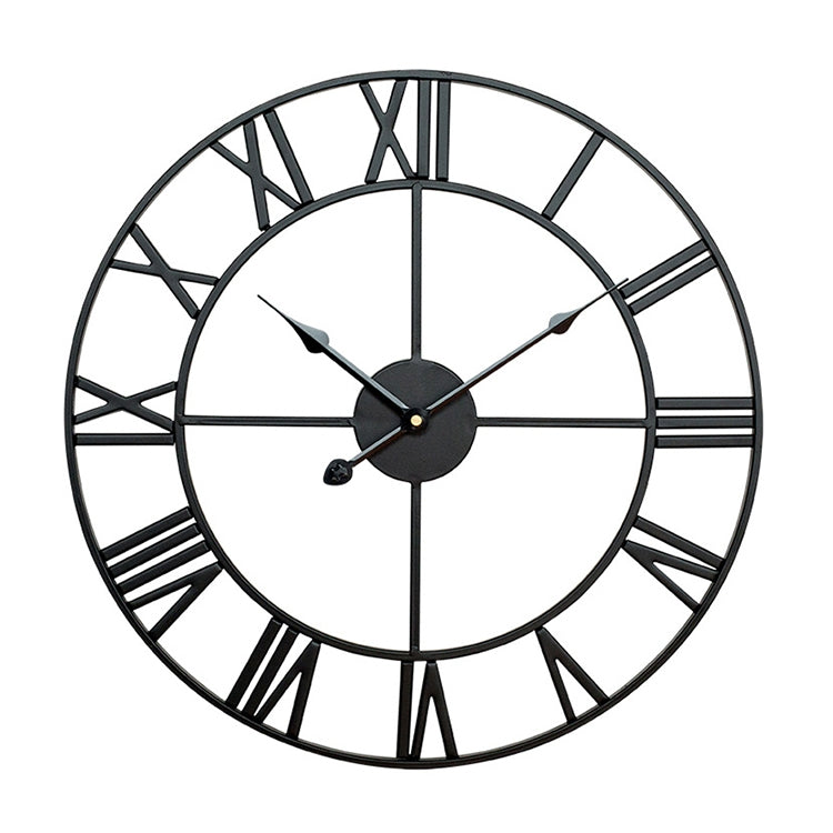 60cm Retro Living Room Iron Round Roman Numeral Mute Decorative Wall Clock (White)