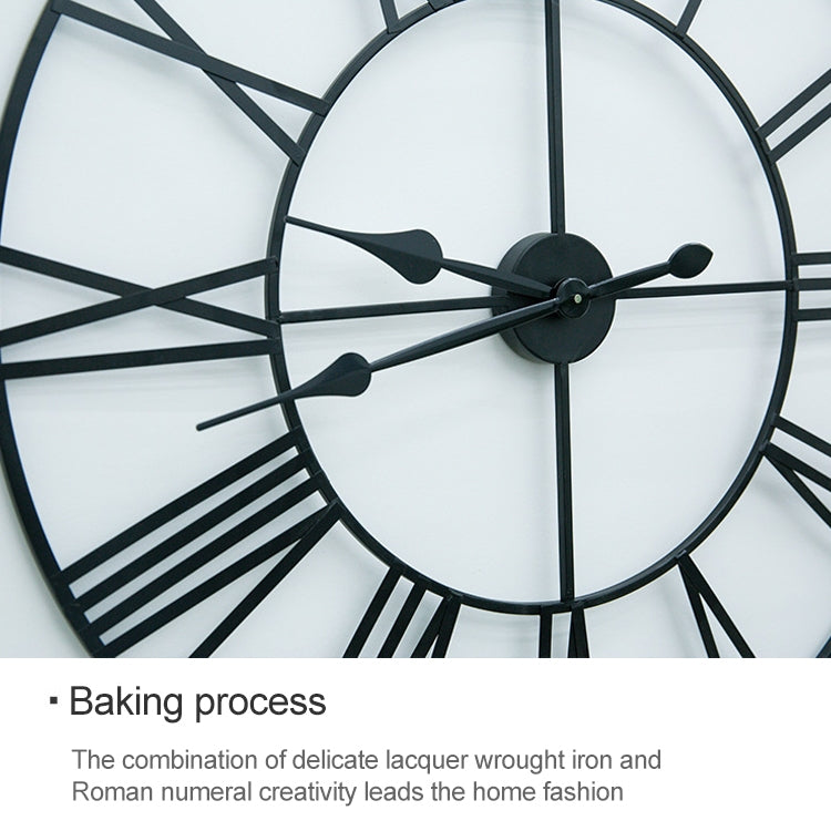 60cm Retro Living Room Iron Round Roman Numeral Mute Decorative Wall Clock (White)