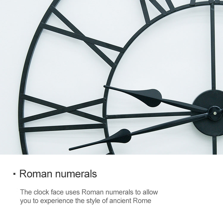 60cm Retro Living Room Iron Round Roman Numeral Mute Decorative Wall Clock, 60cm