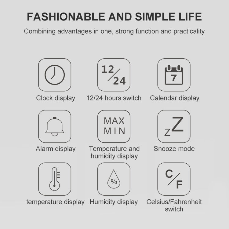 TS-8608 Multifunction Large Screen Clock Household Creative Thermometer Hygrometer, TS-8608