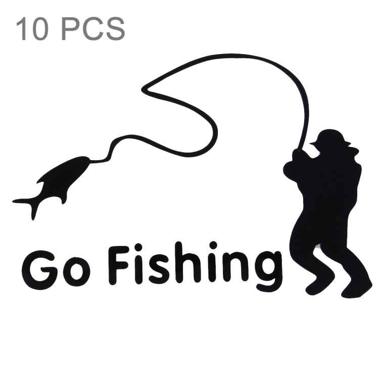 10 PCS Go Fishing Styling Reflective Car Sticker, Size: 14cm x 9.5cm