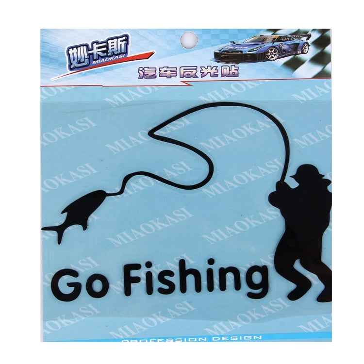 10 PCS Go Fishing Styling Reflective Car Sticker, Size: 14cm x 9.5cm
