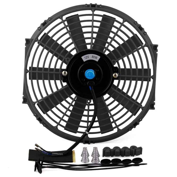 12V 80W 12 inch Car Cooling Fan High-power Modified Tank Fan Cooling Fan Powerful Auto Fan Mini Air Conditioner for Car