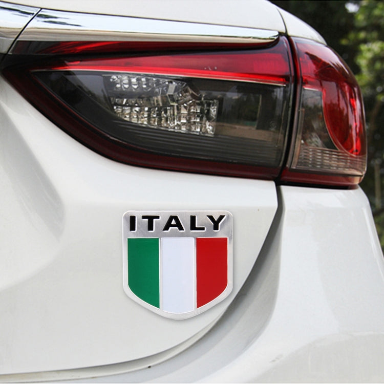 Shield Shape Metal Car Badge Decorative Sticker, Size: Small, Italy Flag 1, French Flag, Italy Flag 2