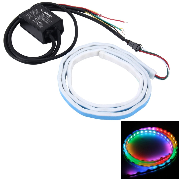 1.5m Car Auto Waterproof Universal Rear Colorful Flowing Light Tail Box Lights Red Light Brake Light Yellow Light Turn Signal Light LED Lamp Strip Tail Decoration, DC 9-36V, 1.5m