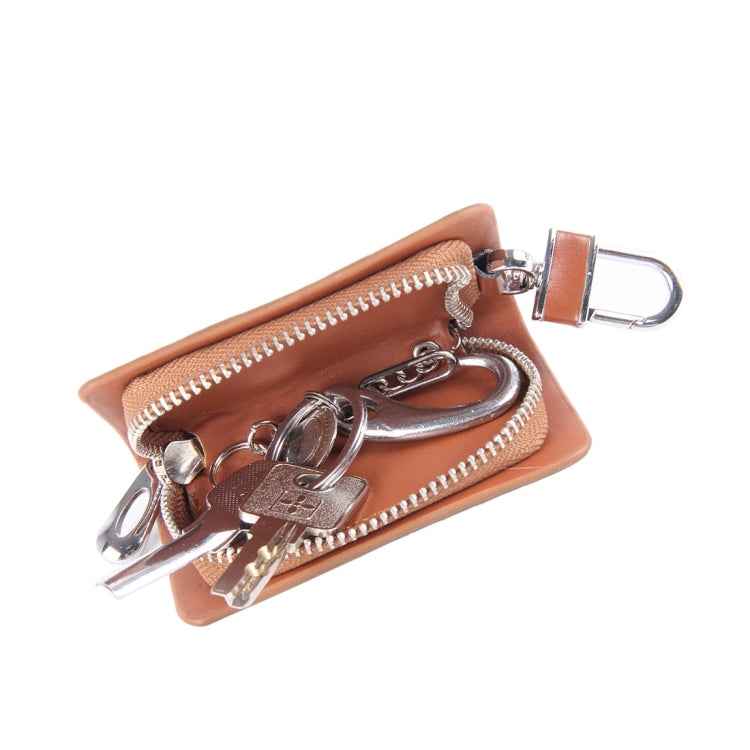 Universal Leather Flash Powder Texture Waist Hanging Zipper Wallets Key Holder Bag (No Include Key), Flash Powder Texture Brown