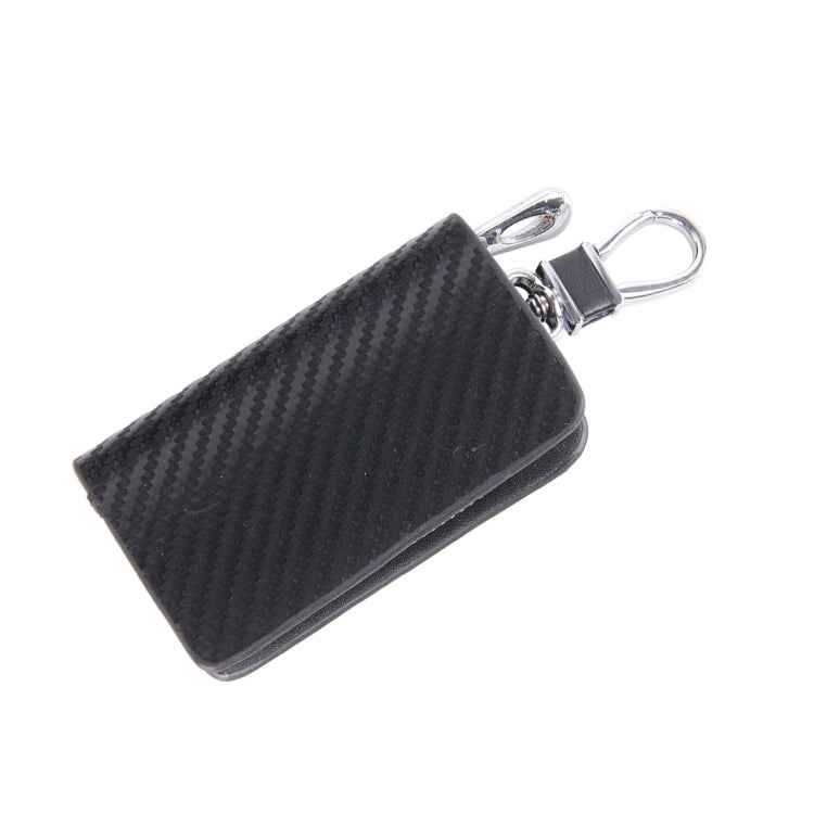 Universal Leather Carbon Fiber Texture Waist Hanging Zipper Wallets Key Holder Bag (No Include Key)