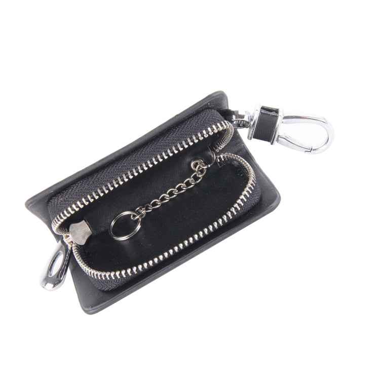 Universal Leather Carbon Fiber Texture Waist Hanging Zipper Wallets Key Holder Bag (No Include Key)