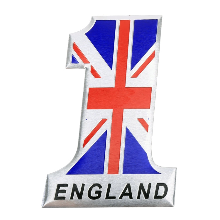 Universal Car UK Flag Number 1 Shape Metal Decorative Sticker, UK Flag Number 1 Shape