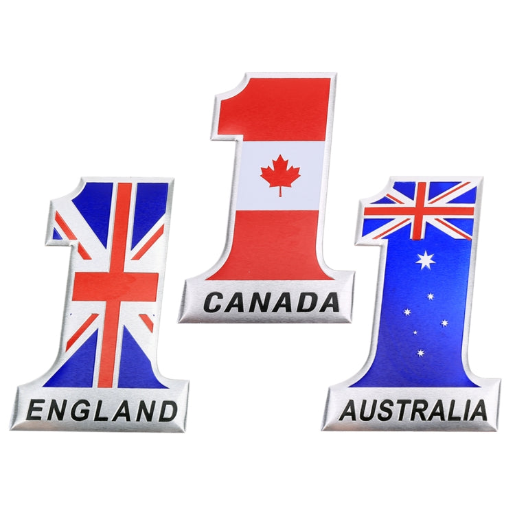 Universal Car UK Flag Number 1 Shape Metal Decorative Sticker, UK Flag Number 1 Shape