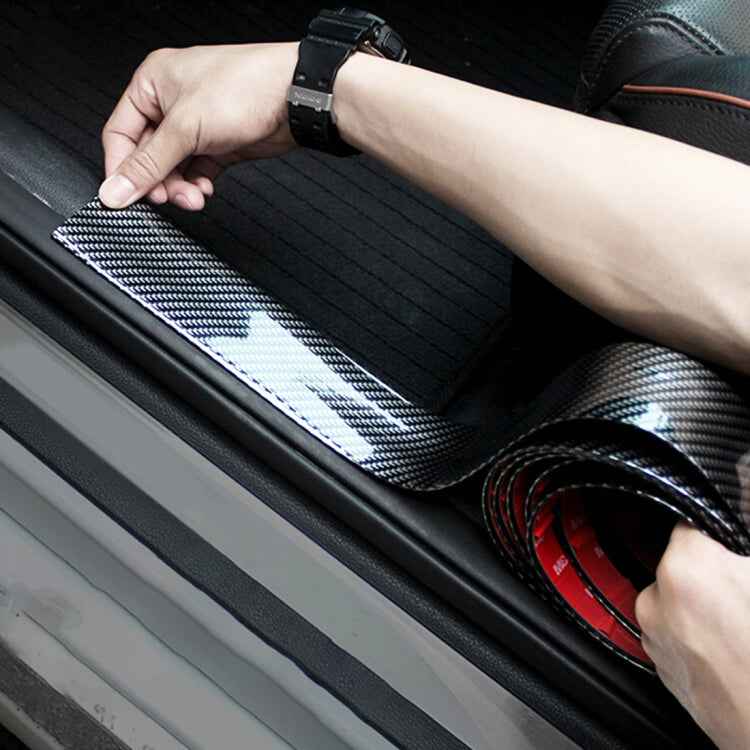 Universal Electroplate Carbon Fibre Car Door Threshold Decoration Strip Decorative Sticker, Size : 7CM x 2M, 7CM x 2M (Gold), 7CM x 2M (Red), 7CM x 2M (Silver)