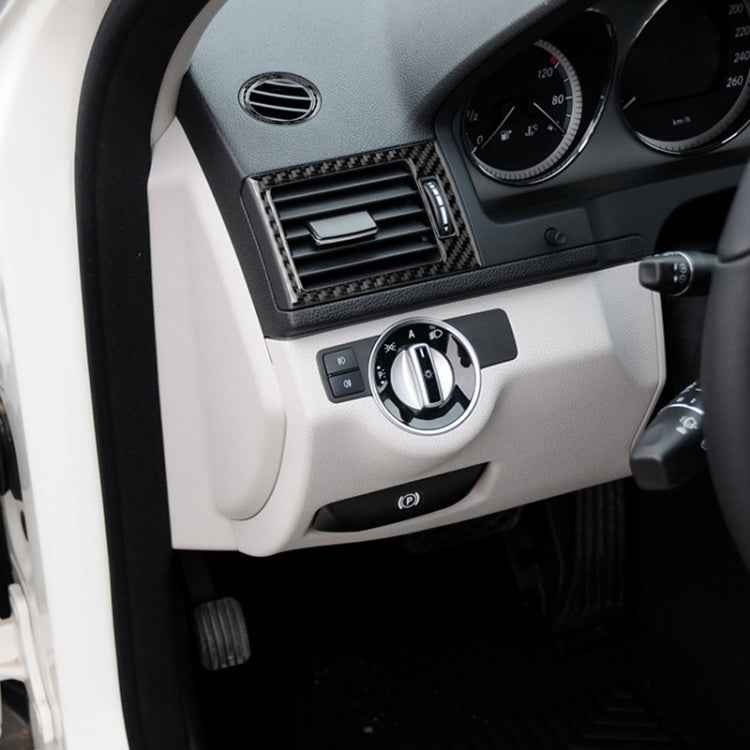 Car Carbon Fiber Air Outlet Ring + Intermediate Air Outlet + Side Air Outlet Panel Decorative Sticker for Mercedes-Benz W204 2007-2010