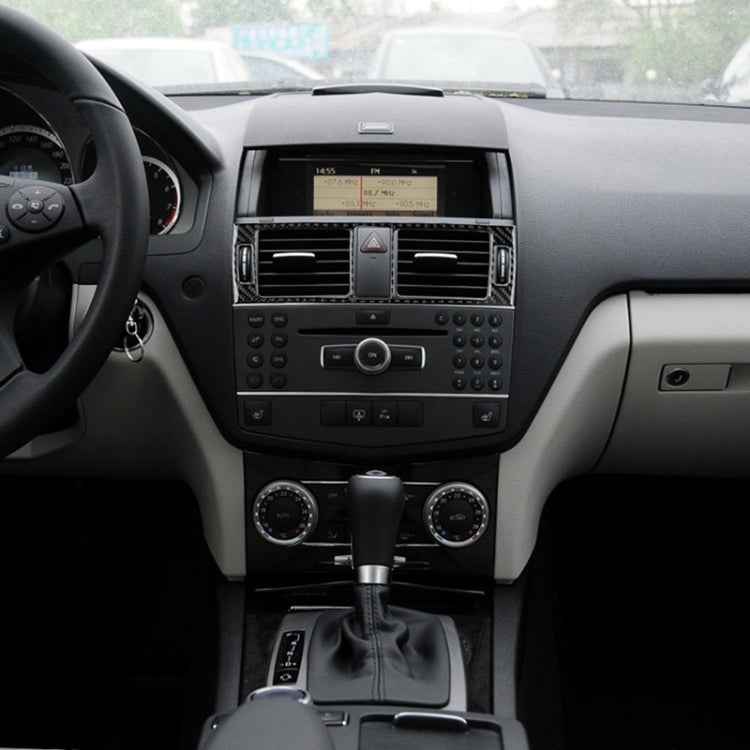 Car Carbon Fiber Air Outlet Ring + Intermediate Air Outlet + Side Air Outlet Panel Decorative Sticker for Mercedes-Benz W204 2007-2010