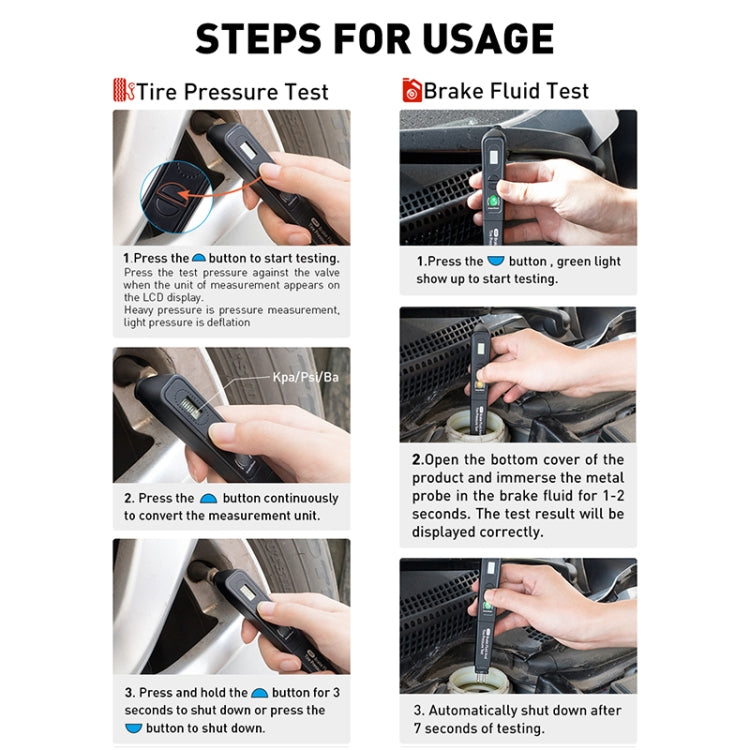 Car 2 in 1 Diagnostic Tool Brake Fluid Liquid Tire Pressure Tester, 2 in 1 Diagnostic Tool