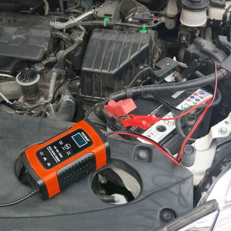 FOXSUR 12V 6A Intelligent Universal Battery Charger for Car Motorcycle, Length: 55cm, US Plug