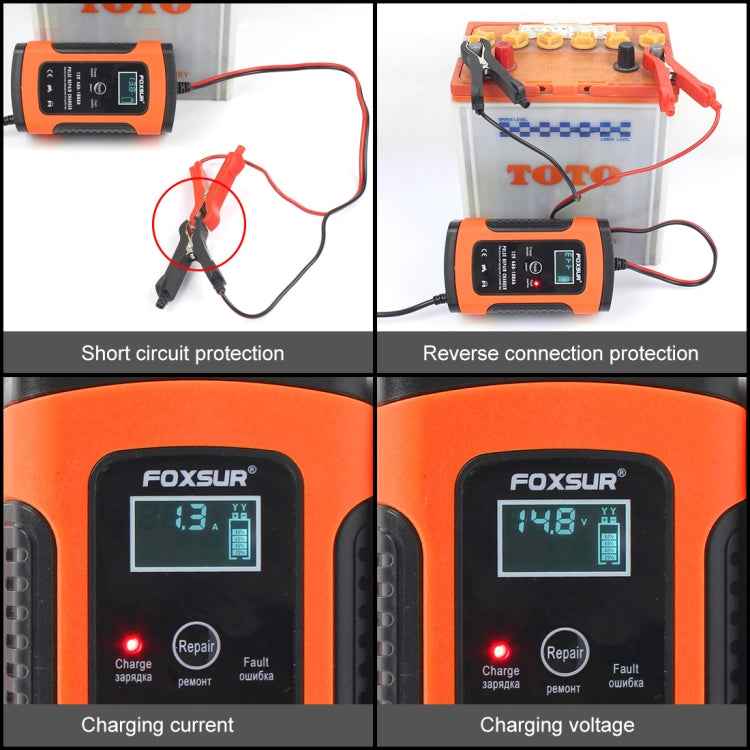 12V 6A Intelligent Universal Battery Charger for Car Motorcycle, Length: 55cm, UK Plug