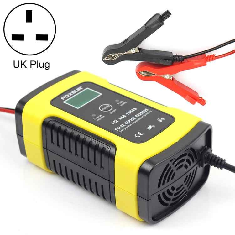 12V 6A Intelligent Universal Battery Charger for Car Motorcycle, Length: 55cm, UK Plug